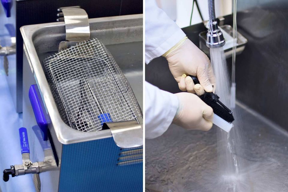 Split screen image of the SteriLogix manual ultrasonic cleaning cycles